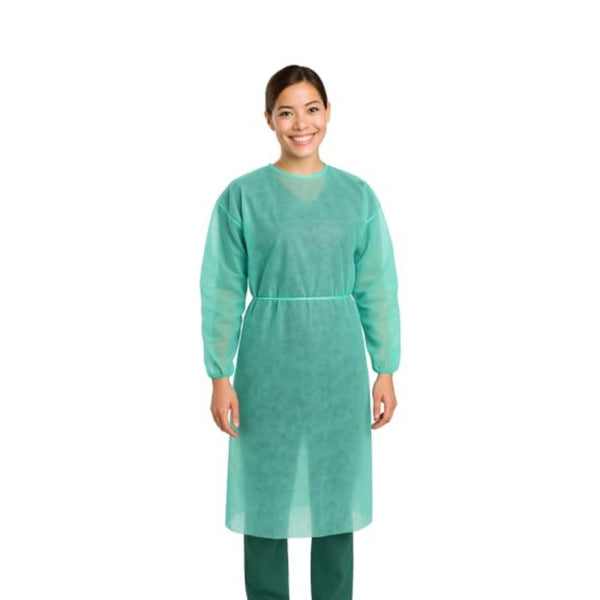Monouso in PLP 30 g/m², Girocollo, Polsini Elasticizzati o in Maglia, Chiusura a Lacci, Unisex, Verde, Taglia Unica