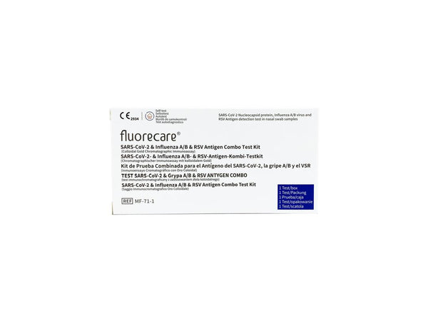 Test rapido combinato Fluorecare Covid-19 + Influenza A/B + RSV - kit da 5 a 20 test