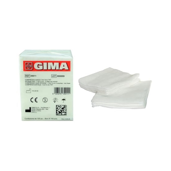 Gima 35010 Compressa Garza, Tessuto Non Tessuto, 4 Strati, 5 x 5 cm, Confezione da 1000