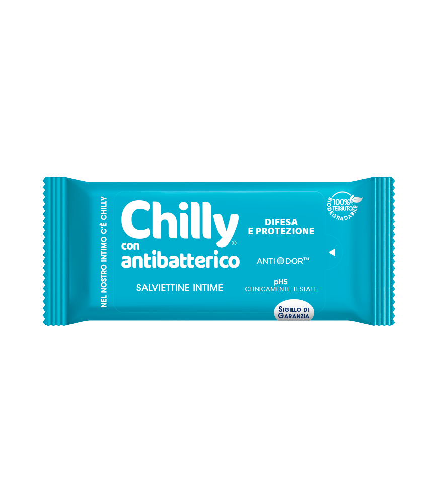 Chilly Salviettine con Antibatterico 12 pz, confezione di vendita a cartone intero da 12 pezzi.