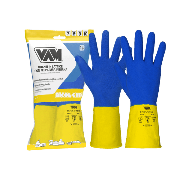 Guanti lattice chimici VAM Bicol Chem NM-KLK02 - bicolore 320mm - cartone 144 paia