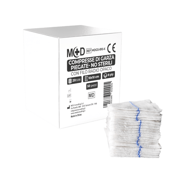 M+D COMPREX RAGGI X Compresse di Garza con Filo di Bario Radiopaco - NON STERILI