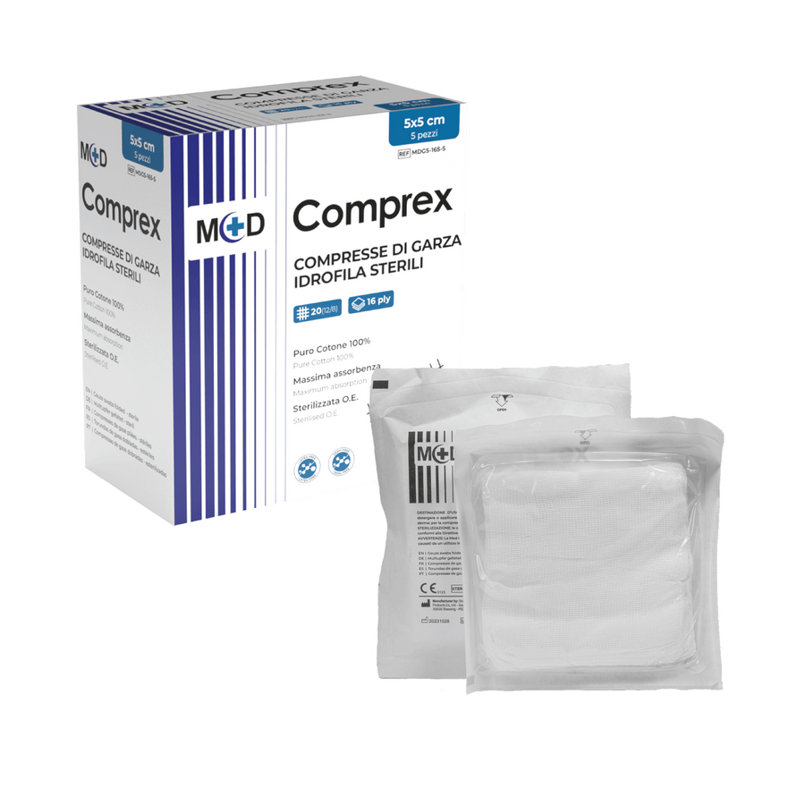 M+D COMPREX STERILI compresse di garza monouso sterili - puro cotone idrofilo 100%