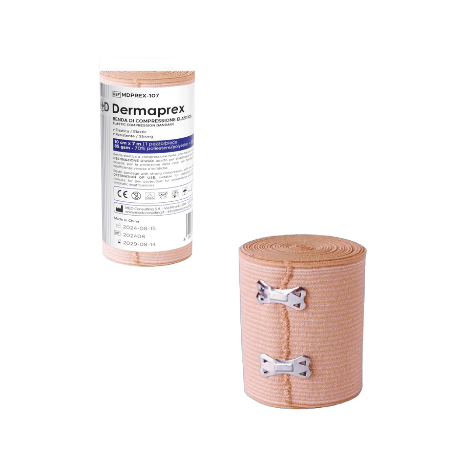 M+D Dermaprex benda elastica a compressione forte con clip - non sterile - cartone 360 pz