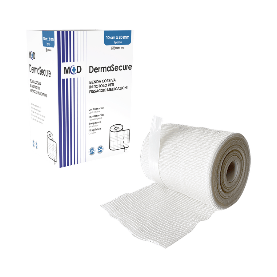 M+D Dermasecure benda coesiva elastica - non sterile - bianco