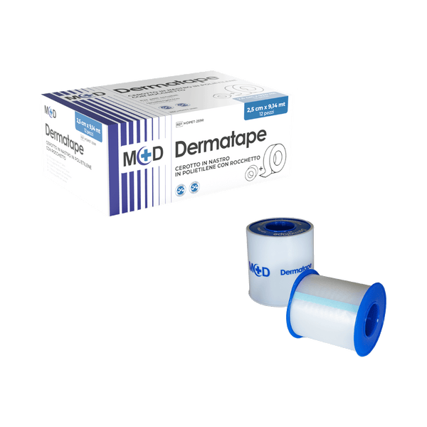 M+D DERMATAPE PE Nastro in PE Trasparente Microforato su Rocchetto - Monouso - LATEX FREE