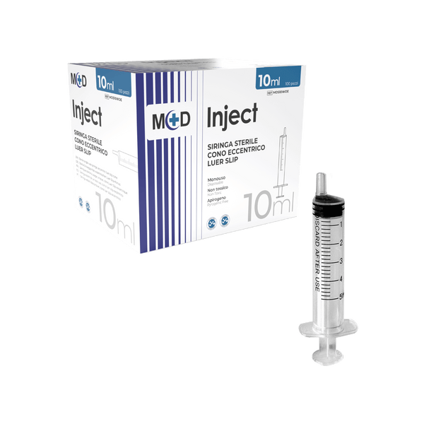 M+D INJECT LUER SLIP ECCENTRICO Siringa Monouso 3 Parti - Sterile