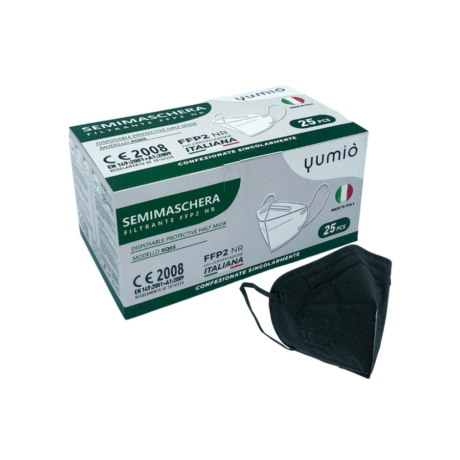 Mascherine FFP2 Nere CE Made in Italy — 25 pz imbustate singolarmente | GEF Medica