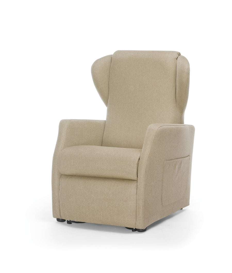 Poltrona relax elevabile con roller, vista laterale