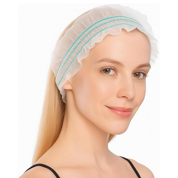 100 fasce per capelli in tnt Ї 30 cm traspirante, bianca, professionale