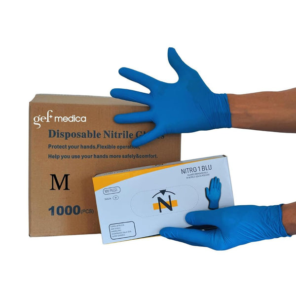 Guanti Nitrile NITRO 1 Blu — Cartone 1000 pz Senza Polvere | GEF Medica