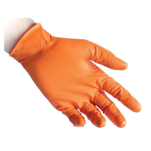 Guanti Nitrile No Polvere 100% Latex Free 8.4gr Cat.3 - Conf 50 Pezzi, col. Arancione o Nero - Taglie M-L-XL-XXL