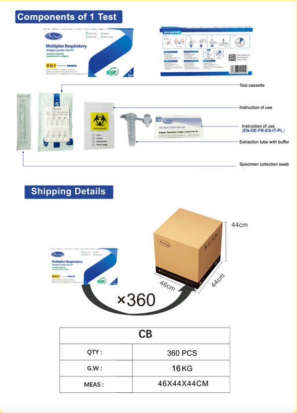 Test Rapido DVOT 9-in-1 Multiplex Respiratory - Kit Professionale