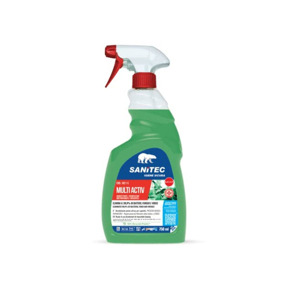 Sanitec, Multi Activ, Sgrassante Disinfettante Multiuso, Ideale per la Disinfezione di Tutte le Superfici a Contatto con Gli Alimenti, Elimina il 99,9% dei Batteri, Presidio Medico Chirurgico, 750 ml
