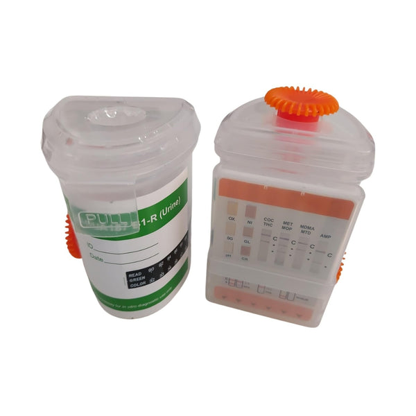 Test Antidroga Urinario Professionale 7 o 8 Droghe – Cup Sigillata con Adulteration – Risultato in 2 Min – 1 pezzo o Cartone da 25