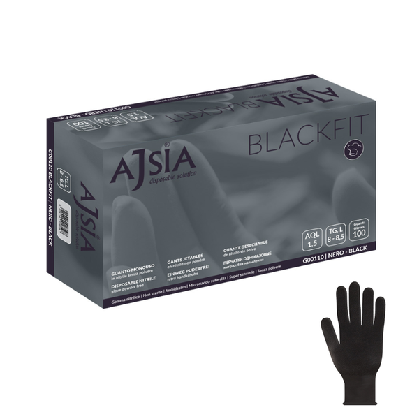 Guanti monouso in Nitrile: Black - 3.5 g| 10 box da 100 pezzi | Ajsia | Gef Medica