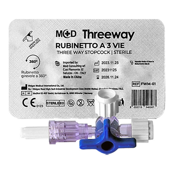 M+D THREEWAY Rubinetto a 3 Vie per Linee Infusionali - Sterile