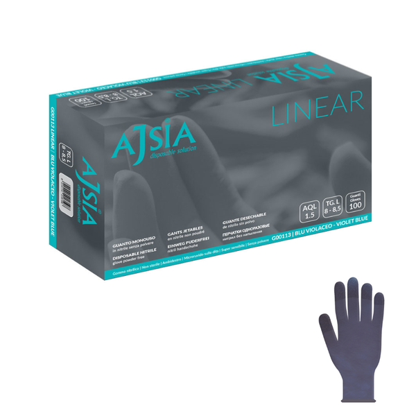 Guanti monouso nitrile blu violaceo Ajsia 3,5g, senza lattice, per uso medicale laboratori e alimentare