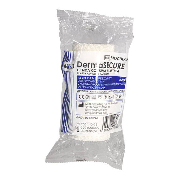 M+D Dermasecure benda coesiva elastica - non sterile - bianco