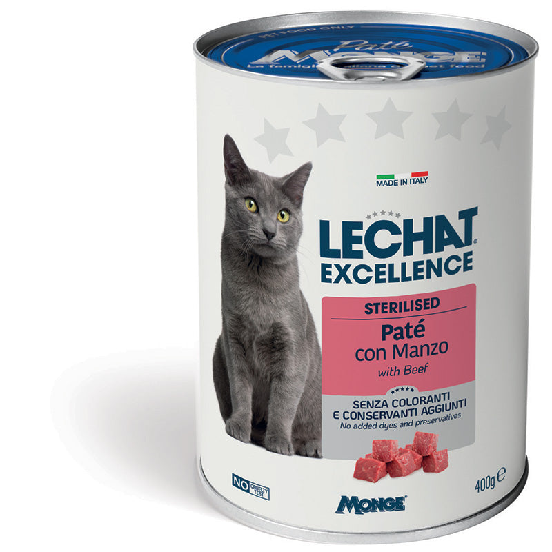 Monge Le Chat Excellence Paté Ricco 400 g – Manzo e Tacchino – Manzo