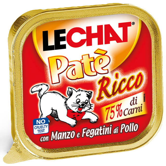 Monge Le Chat Paté Ricco 100 g – Gusti assortiti – Manzo e fegato