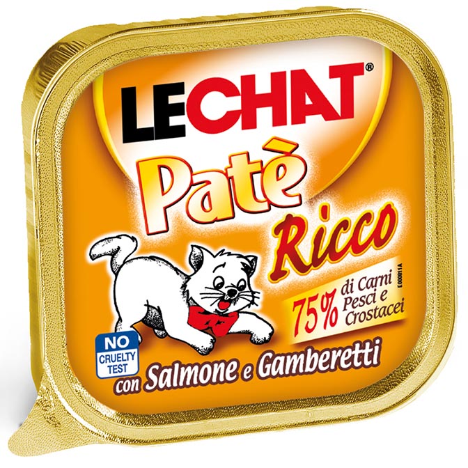 Monge Le Chat Paté Ricco 100 g – Gusti assortiti – Salmone e gamberetti