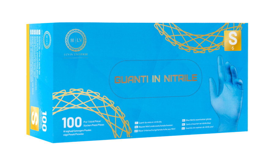 Guanti monouso in nitrile blu Luvin LV001, box da 100 pezzi