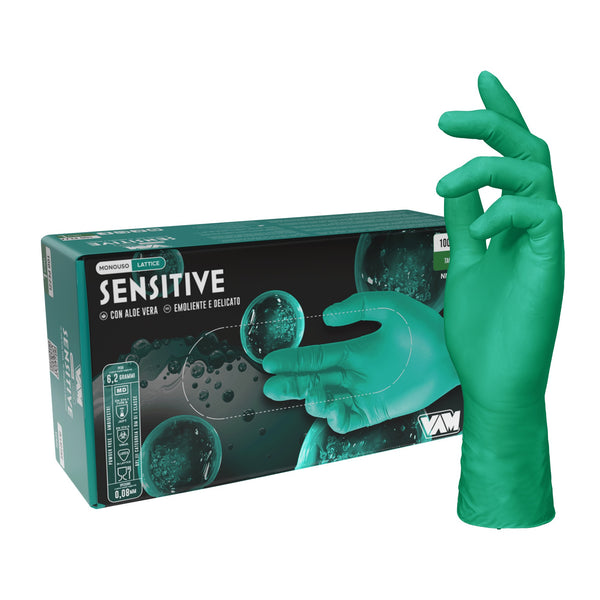 VAM Sensitive guanti monouso lattice aloe vera verde