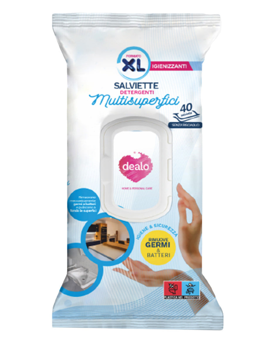 Salviette igienizzanti superfici Dealo XL 40 pz · Cartone 6