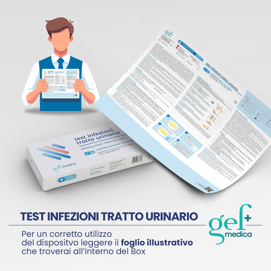 Test Cistite e Infezioni Vie Urinarie — 3 stick urine | GEF Medica