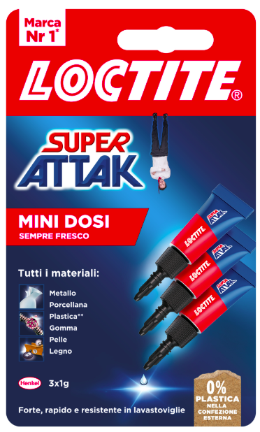 Loctite Super Attak Mini Dosi adesivo istantaneo 3 da 1 g