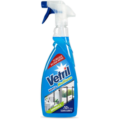 Vetril Detergente per Vetri 650ml — Spray per Superfici Lucide · Cartone da 12 confezioni