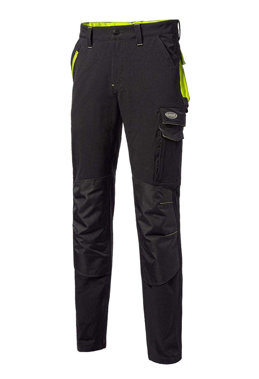 Pantalone Logica CICLONE Super Stretch idrorepellente colore Nero contrasti Giallo Fluo — foto ufficiale Logica Professional