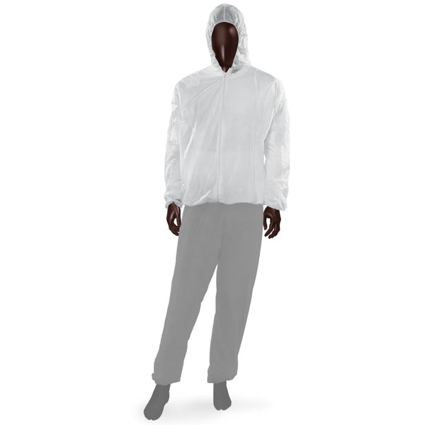 Giacca Monouso PLP JACKET Ajsia con Cappuccio PLP 40g DPI I - 2 Colori - Cod. 16820/14046 - Cartone 50 pz