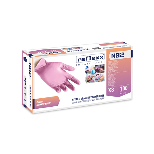 Guanti monouso in nitrile rosa ultra sensibile Reflexx Care N82 - 3,2 g - 10 box da 100 pezzi