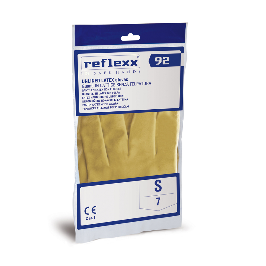 Guanti riutilizzabili in lattice satinato felpato Reflexx 92 - 50,0 g - 120 paia