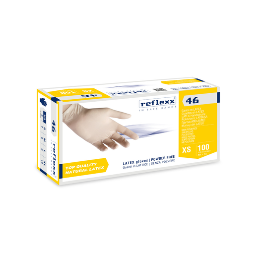 Guanti monouso in lattice senza polvere: Reflexx 46 - 5,7 g | 46 | 10 box da 100 pezzi
