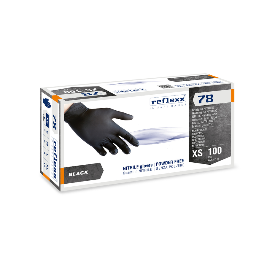 Guanti monouso in nitrile nero Reflexx R78 - 4,0 g - 10 box da 100 pezzi
