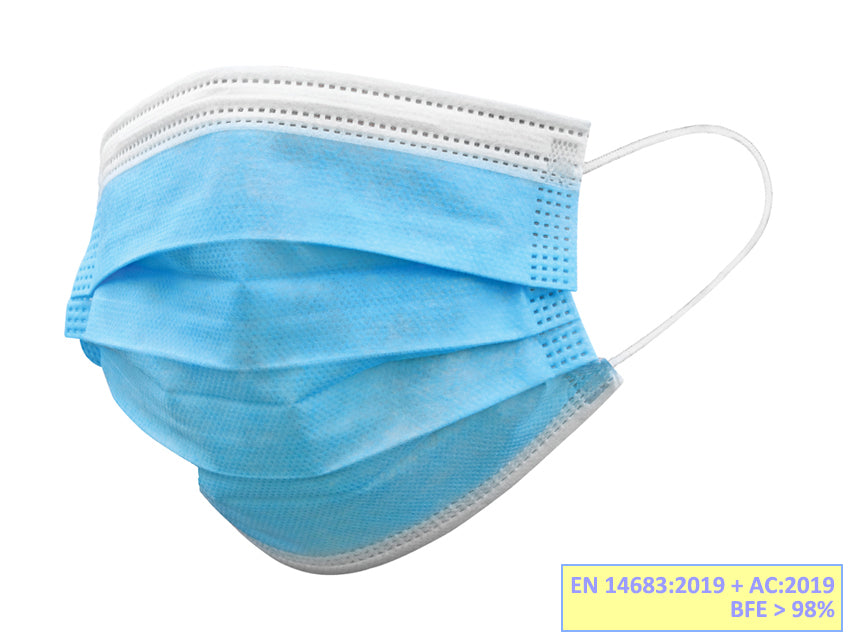 GISAFE MASCHERINA CHIRURGICA FILTRANTE 98% 3 VELI tipo IIR con elastici