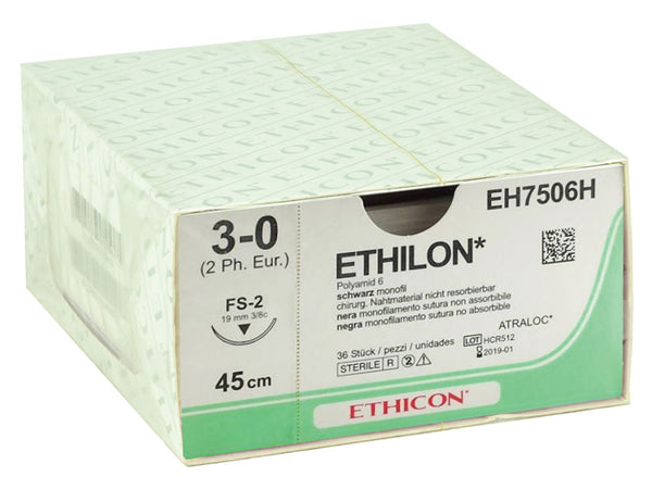 Sutura Monofilamento Ethicon Ethilon - 3/0 Ago 19 Mm