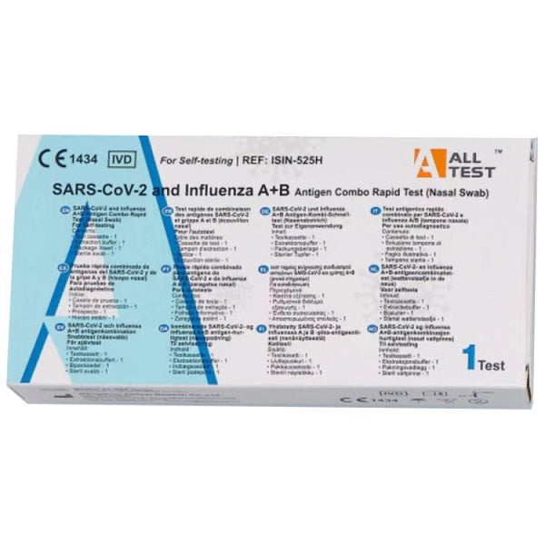 Test rapido combinato Alltest - Covid-19 + Influenza A/B - Cartone   400 self test (20 confezioni da 20)