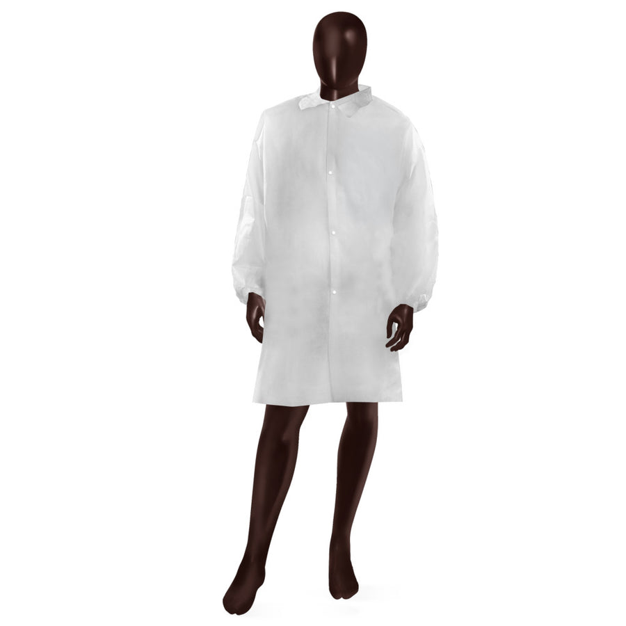 Camice da laboratorio Button 30 Ajsia senza tasche PLP 30g DPI I - cod. 29322 - cartone 50 pz