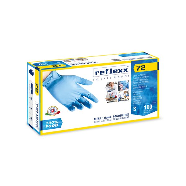 Guanti monouso in nitrile 100% Food Reflexx 72 - 3,5 g | R72 | 10 box da 100 pezzi