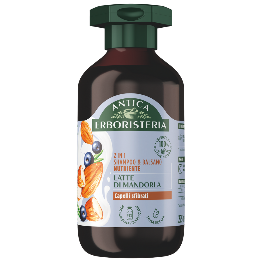 Antica Erboristeria Shampoo 225ml 2in1 Latte di Mandorla – Cartone 12 pz