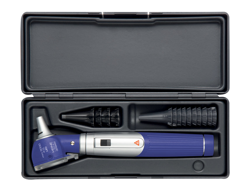 Otoscopio Heine Mini 3000 LED a F.o. con Speculum Riutilizzabili e Astuccio - Blu - D-885.20.021