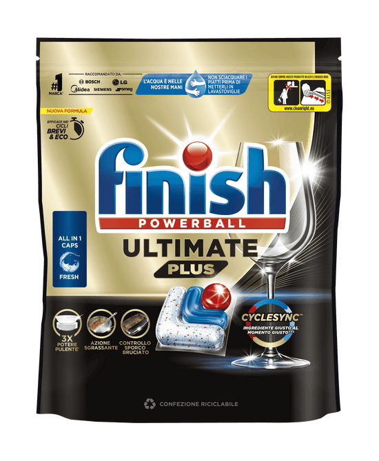 Confezione Finish Ultimate Plus Fresh in capsule per lavastoviglie