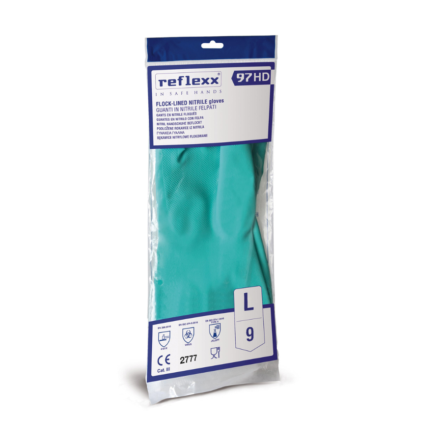 Guanti riutilizzabili in nitrile felpato Reflexx 97 HD - 63,0 g - 50 paia