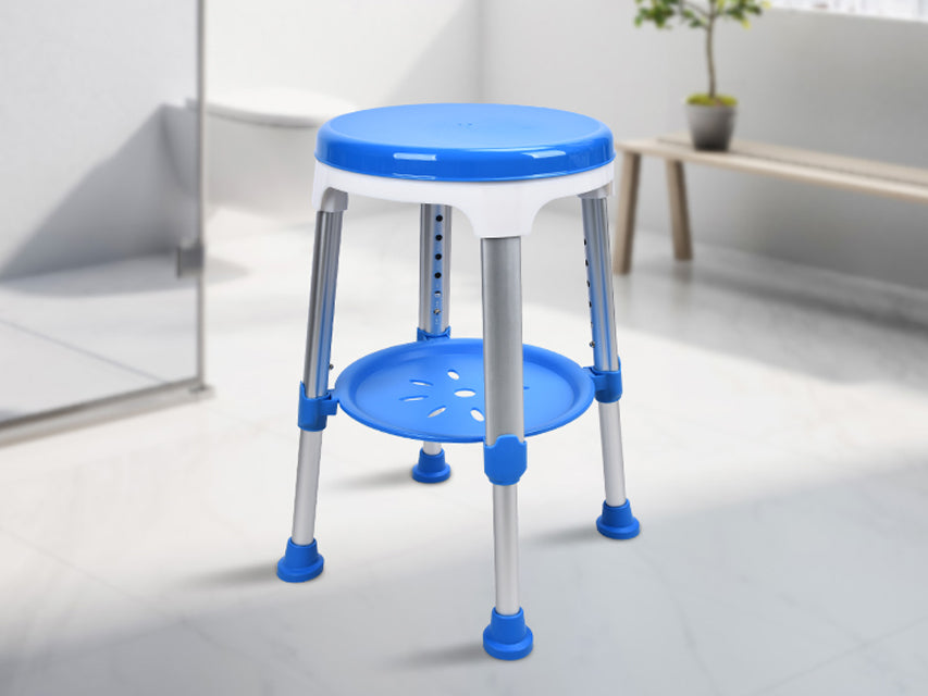 Sgabello da Doccia Blu con Vassoio