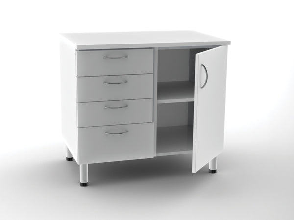 UNITÀ BASE DOPPIA 4 cassetti + 1 porta con 2 scaffali