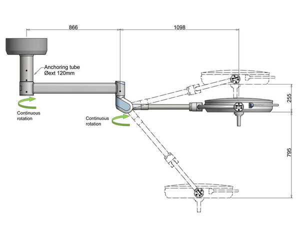 Lampada operatoria scialitica Pentaled 63N a soffitto - vista 1